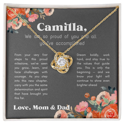 Personalized - Proud of You - Love Knot Necklace