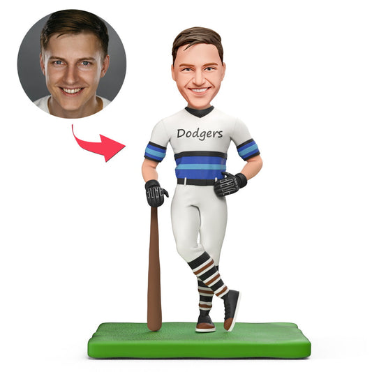 Baseball Lovers Dodgers White Baseball Jersey Custom Bobblehead With Engraved Text