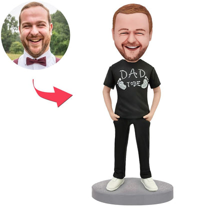 Dad To Be Custom Bobblehead Gift With Engraved Text