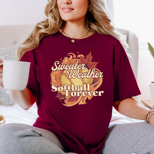 Sweater Weather Fall Graphic Womens Tee