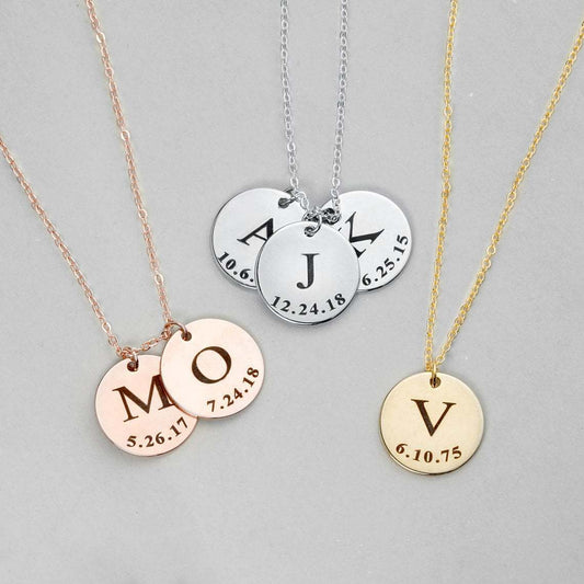 Personalised Name & Birthday Disc Necklace