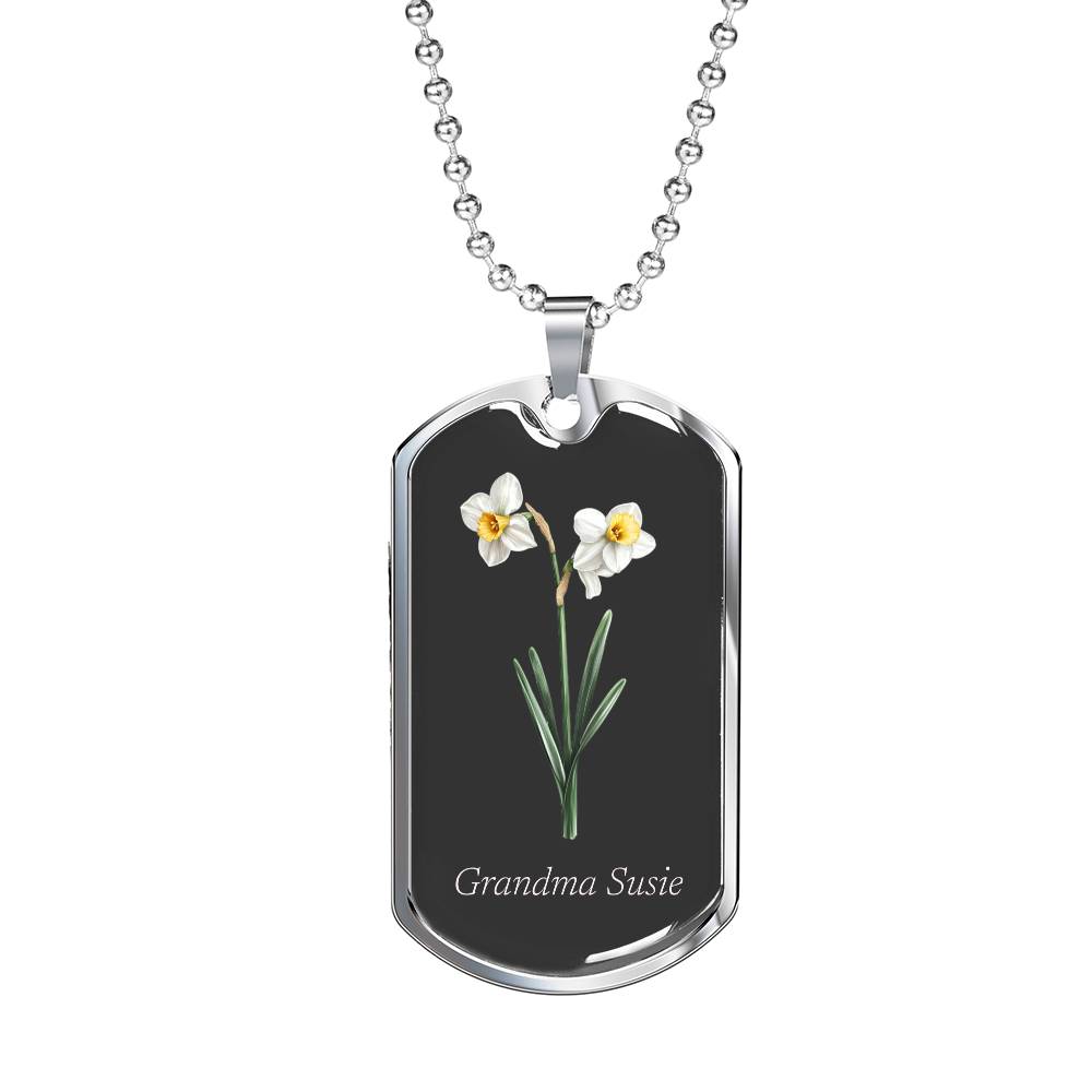 Memorial Remembrance Dog Tag Necklace with Engraving, For Her