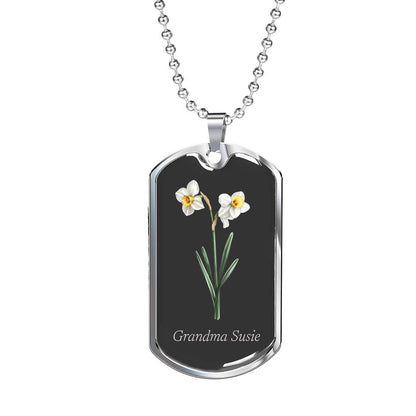 Memorial Remembrance Dog Tag Necklace with Engraving, For Her