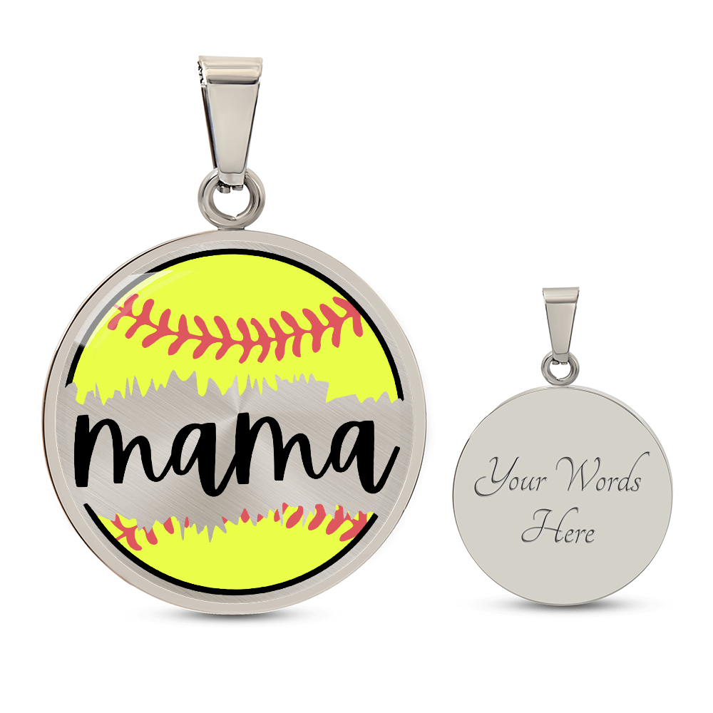 Softball Mom Necklace – Personalized Back Engraving