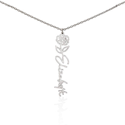 Birth Month Flower & Custom Name Necklace
