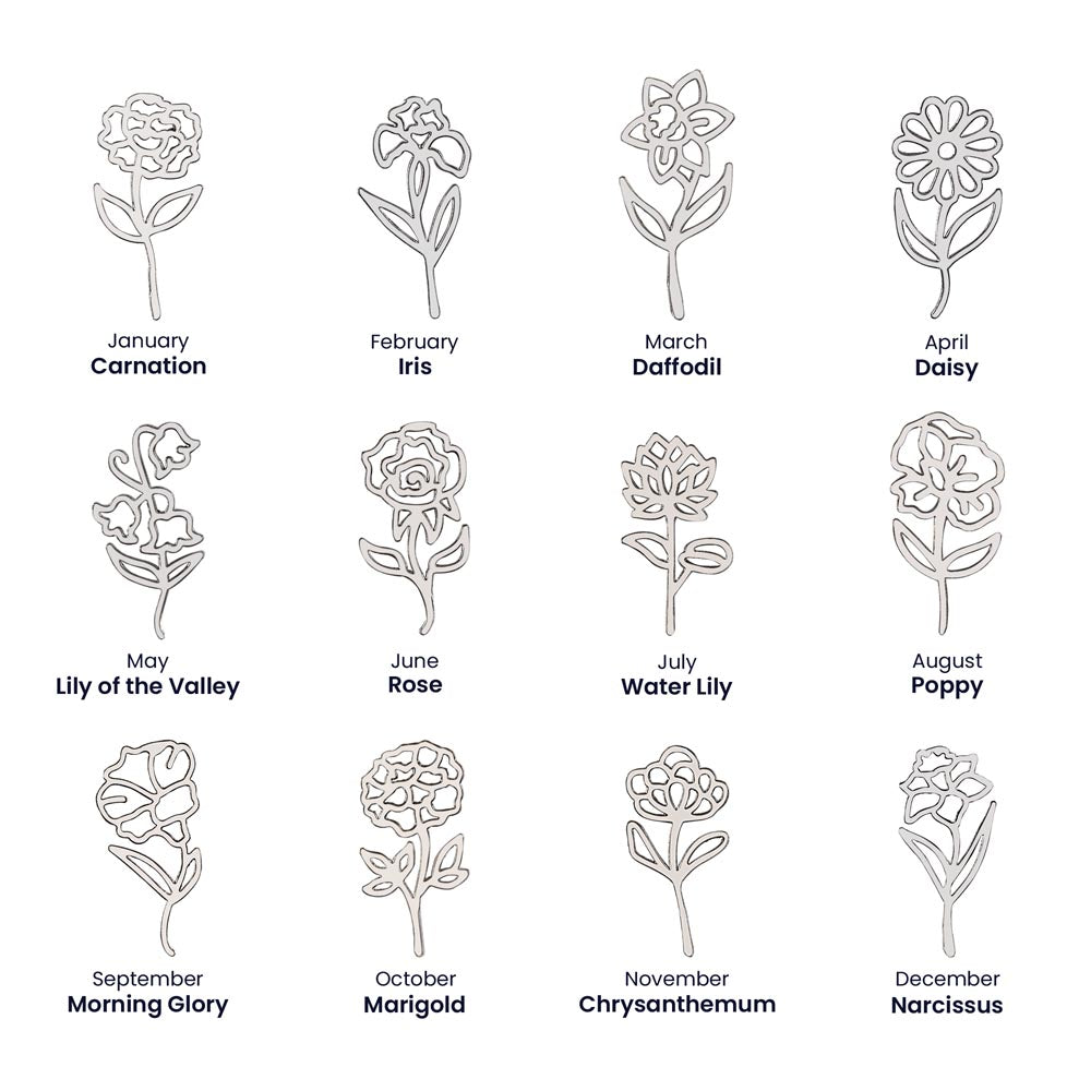 Birth Month Flower & Custom Name Necklace