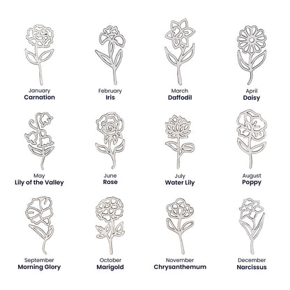 Birth Month Flower & Custom Name Necklace