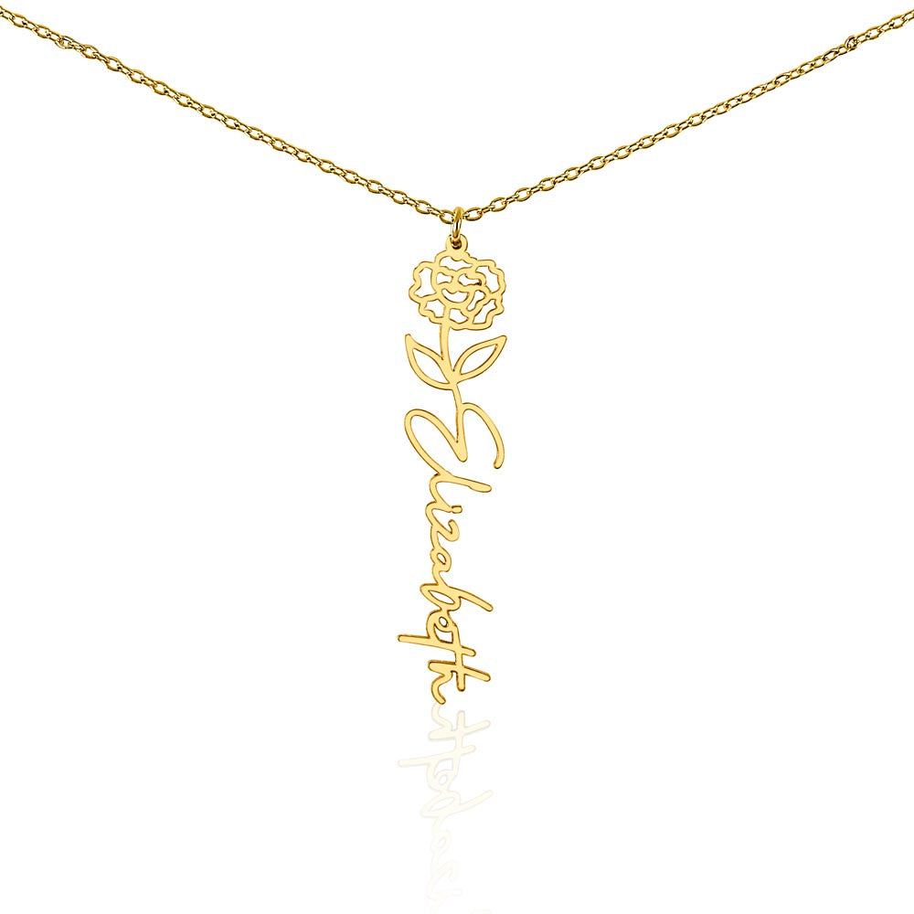 Birth Month Flower & Custom Name Necklace