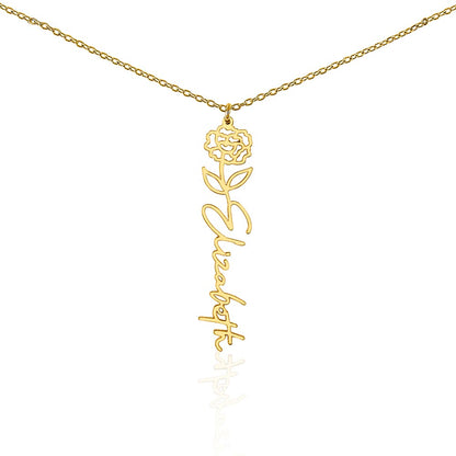 Birth Month Flower & Custom Name Necklace