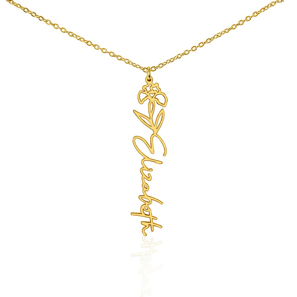 Birth Month Flower & Custom Name Necklace