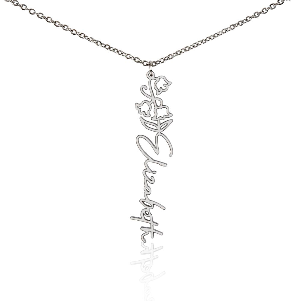 Birth Month Flower & Custom Name Necklace