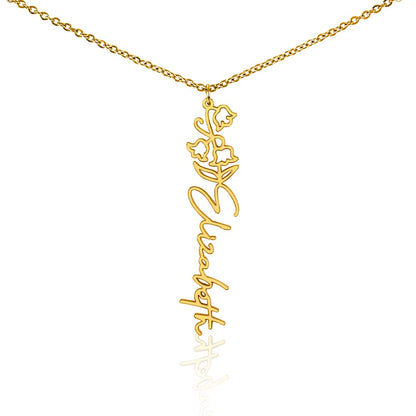 Birth Month Flower & Custom Name Necklace
