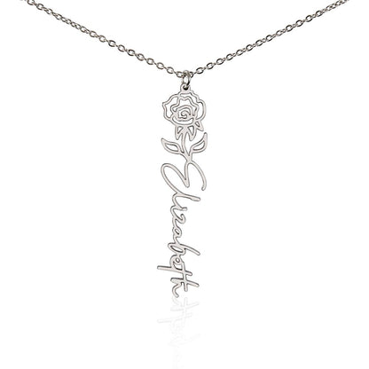 Birth Month Flower & Custom Name Necklace