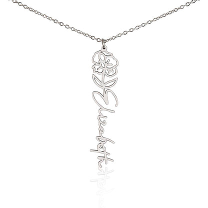 Birth Month Flower & Custom Name Necklace