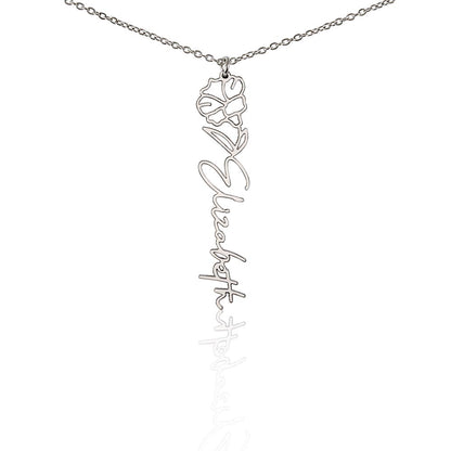 Birth Month Flower & Custom Name Necklace