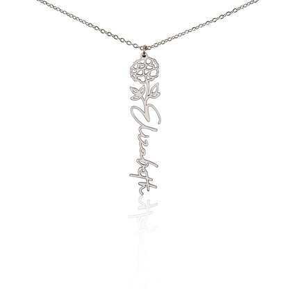 Birth Month Flower & Custom Name Necklace