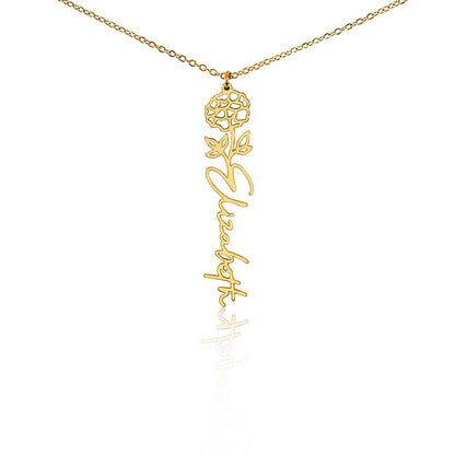 Birth Month Flower & Custom Name Necklace