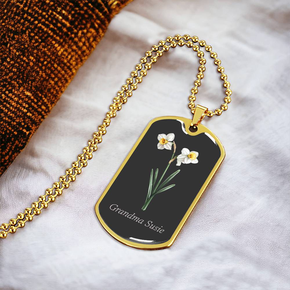 Memorial Remembrance Dog Tag Necklace with Engraving, For Her