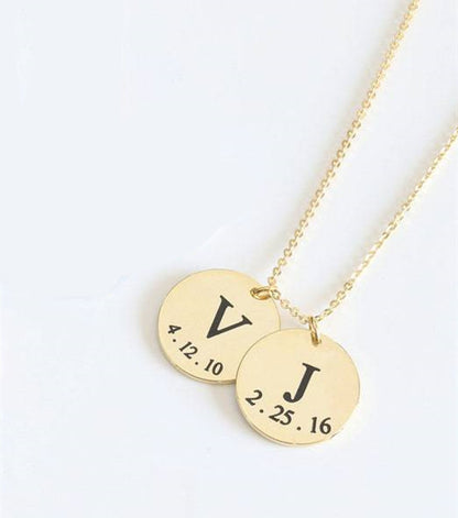 Personalised Name & Birthday Disc Necklace