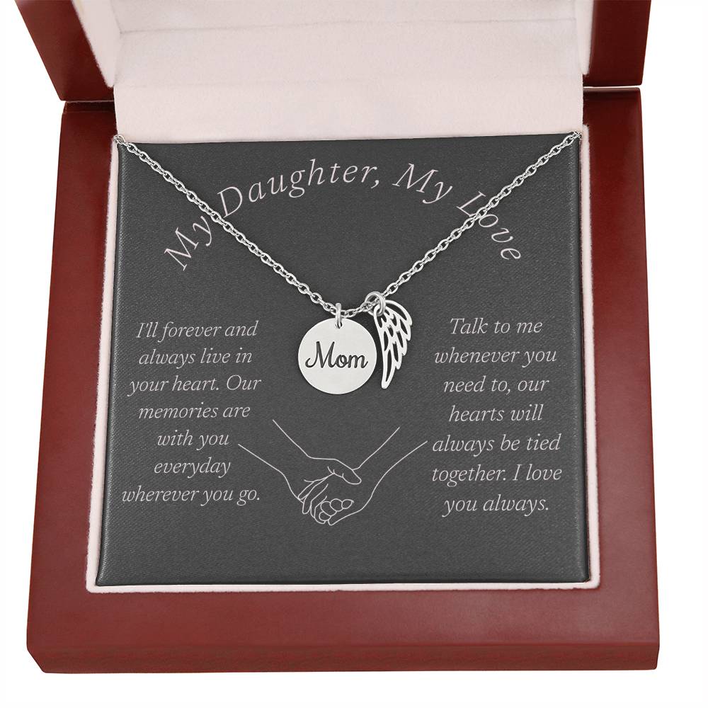 Memorial Necklace, Remembrance Necklace w/ Angel Wing Charm For Her