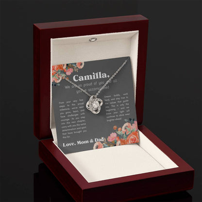 Personalized - Proud of You - Love Knot Necklace