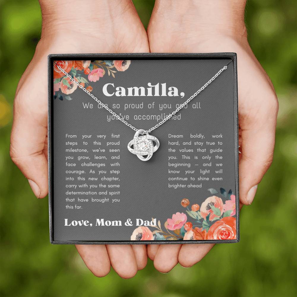 Personalized - Proud of You - Love Knot Necklace
