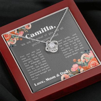 Personalized - Proud of You - Love Knot Necklace