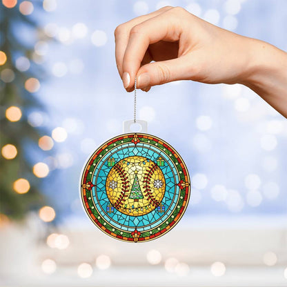 "Stained Glass" Softball Ornament (Acrylic)