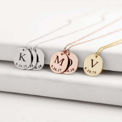 Personalised Name & Birthday Disc Necklace