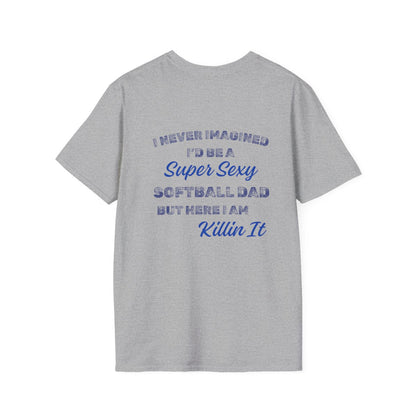 Sexy Softball Dad Shirt - Blue Text