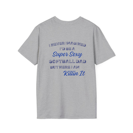 Sexy Softball Dad Shirt - Blue Text
