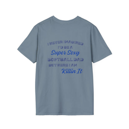 Sexy Softball Dad Shirt - Blue Text